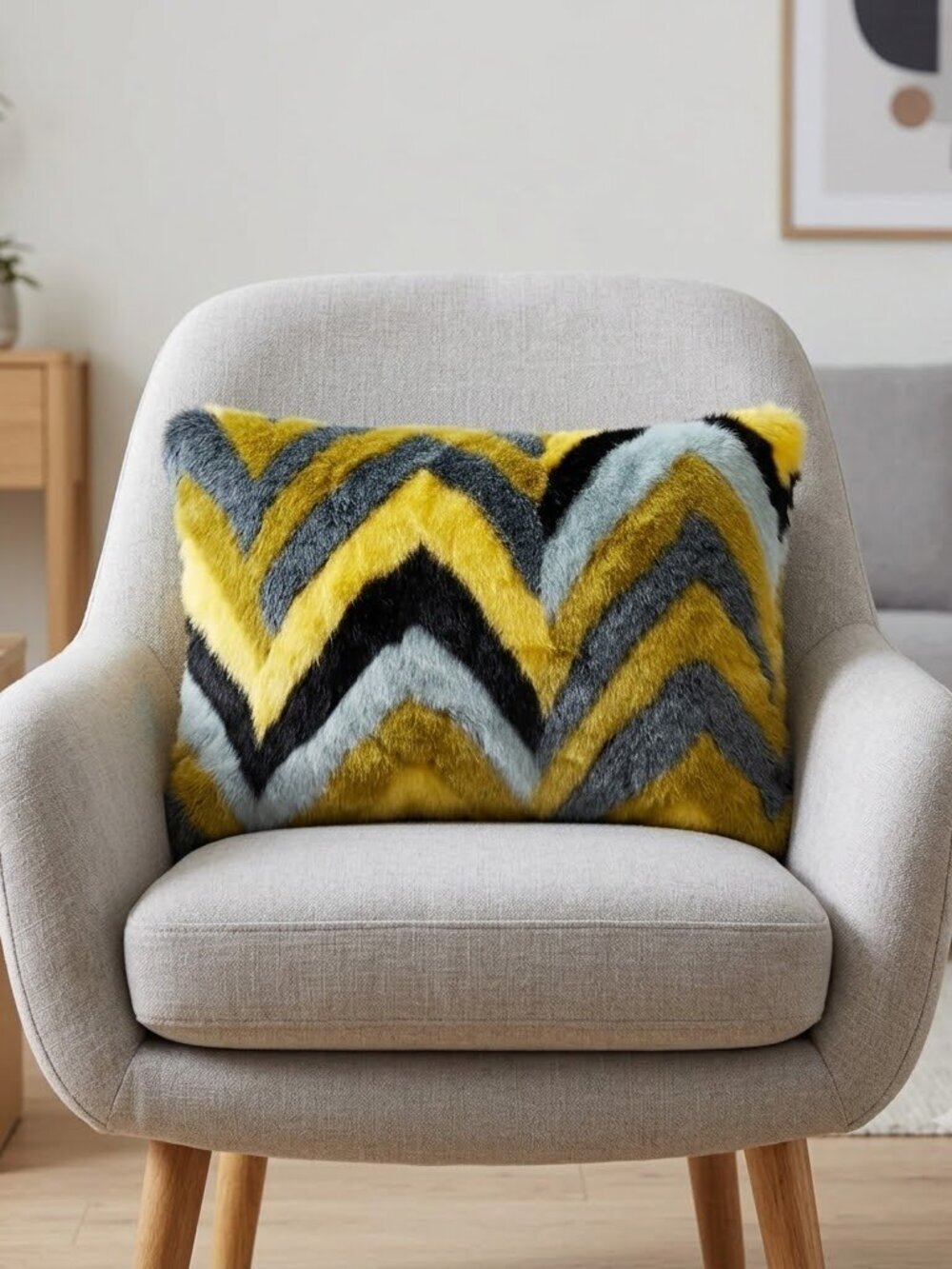 OpalHouse - Faur Fur Colourful Chevron Pillow
